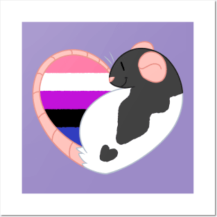 Genderfluid Pride Rat Posters and Art